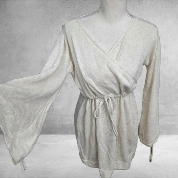 Fimfi Large Faux Wrap Drawstring Waist Sweater - Picture 3 of 7